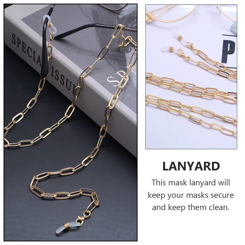 Metal Gold Paperclip Link Eyeg - Mask Chain Holder ulasan dan harga