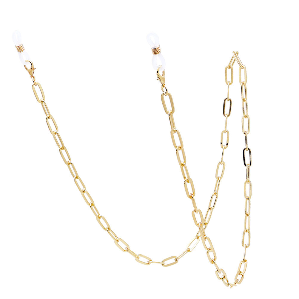 Metal Gold Paperclip Link Eyeg - Mask Chain Holder ulasan dan harga